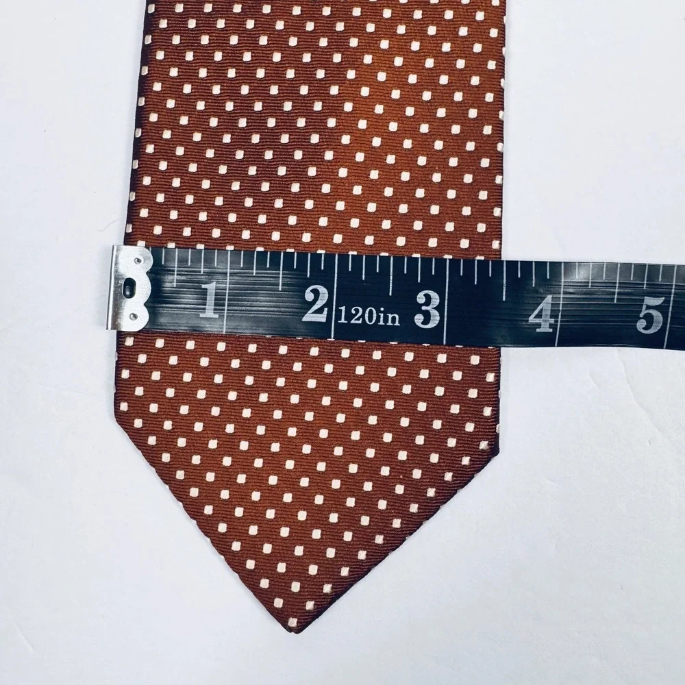 Jos A Bank Executive Collection Tie Brown White‎ Polka Dit Silk Necktie Classic